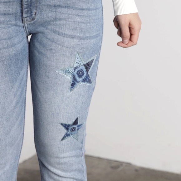 Artemis Vintage Star Patch Double Button Bootcut Jeans - Picture 2 of 5